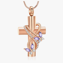 Imrsanl Butterfly Cross Urn Necklace for Ashes Men Women Cremation Jewelry Ashes Pendant for Human Memorial Ash Jewelry