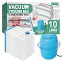 Vacuum Storage Bags with Electric Pump, Space Saver Vacuum Seal Bags with Pump, Sealer Compression for Clothes, Comforters, Blankets, Bedding, 10 Large