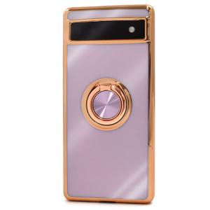 Dinick for Google Pixel 7 Case with Ring Holder Kickstand, Soft TPU Gold Plated Cover, Anti-Scratch, Shockproof Protection, Slim, Magnetic Stand Case for Google Pixel 7, Purple