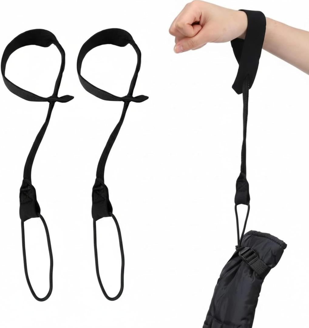 Wesnoy 2 Pcs Glove Strap Winter Ski Glove Leash Wrist Leash for Hanging Gloves Unisex Wrist Strap Extended Mitten Handcuff Straps for Men, Women, Skiing Snowboarding Accessories