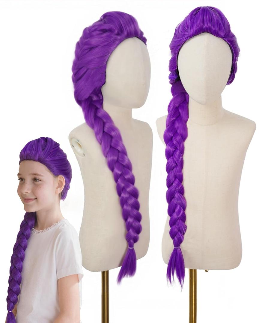 Kids Wigs Purple Braids Accessories for Girls (Shine-Purple)