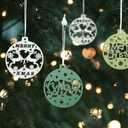AMS 24 PCS Christmas Hanging Ornaments Wood Slices Set 2.8" Wooden Decorations for Xmas