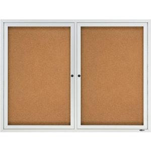 Quartet Bulletin Board, 4' x 3' Enclosed Cork Notice Board, Lockable Swing Door, Weather Resistant Aluminum Frame (2124)