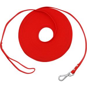 Long Dog Leash Waterproof Recall Training Lead Outdoor Long Line Great for Training, Beach, Play, Camping, or Backyard (30ft, Candy Red)