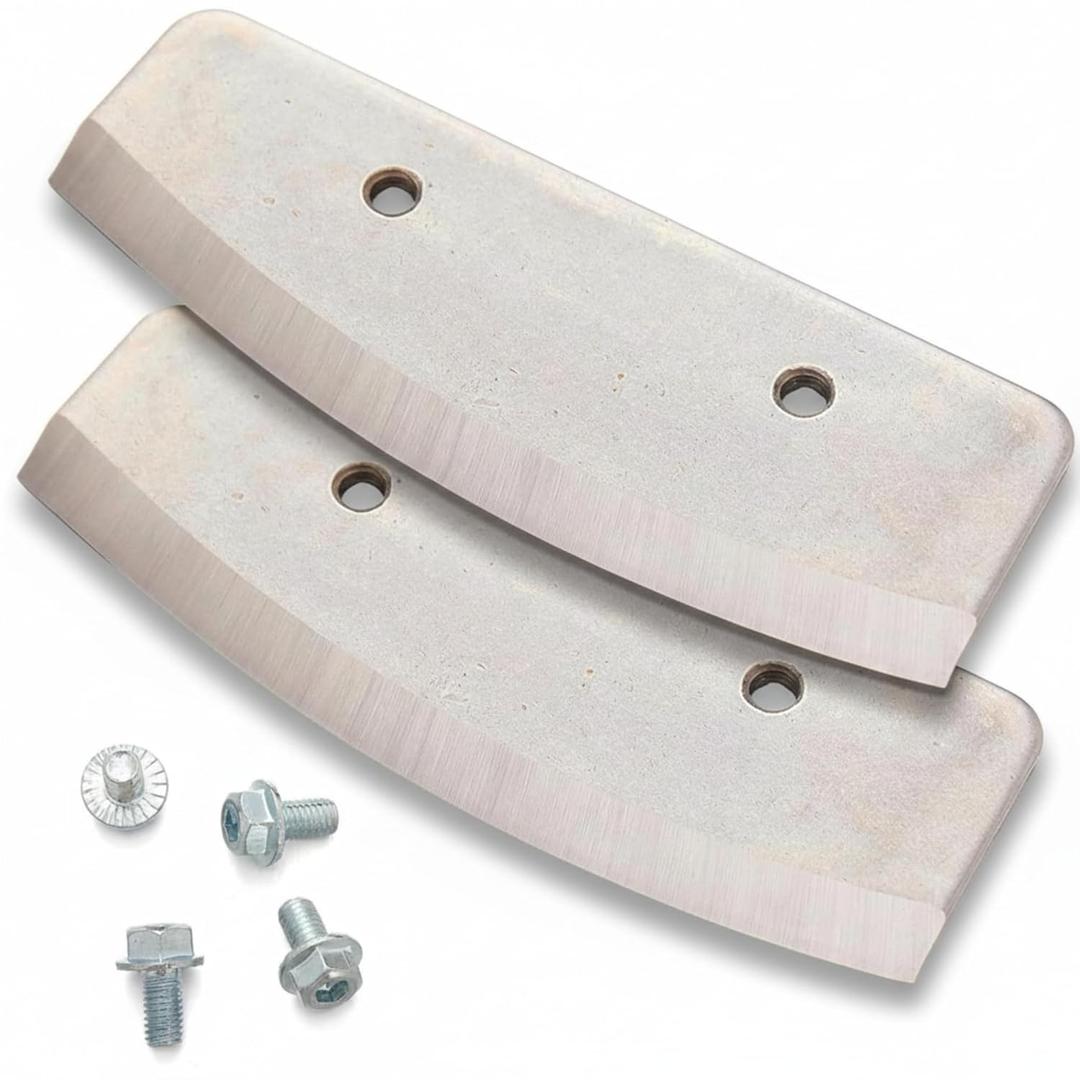 Silkfly 2 Pcs 8 Inch Hand Ice Auger Flat Blades Replacement Compatible with Eskimo Heavy Duty Stainless Steel Curved Drill Ice Fishing Auger Blades for Winter Outdoor Use