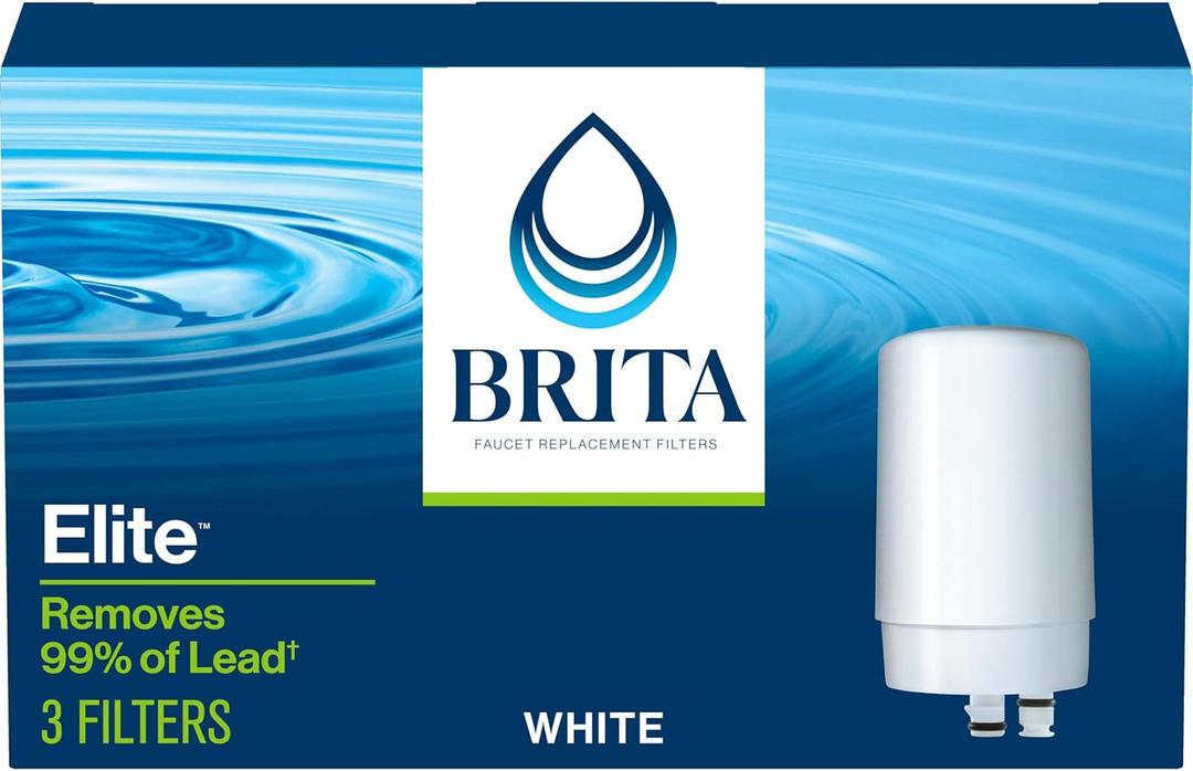Brita Replacement Water Filter for Faucet Mount, Removes 99% of Lead, Sink Filtration System, White, 3 Count
