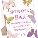 QOFO Decorative Signage Butterfly Baby Shower Sign- Wooden Game Sign with Stand, Multicolor, 8x11 inches, Modern, Party Favor