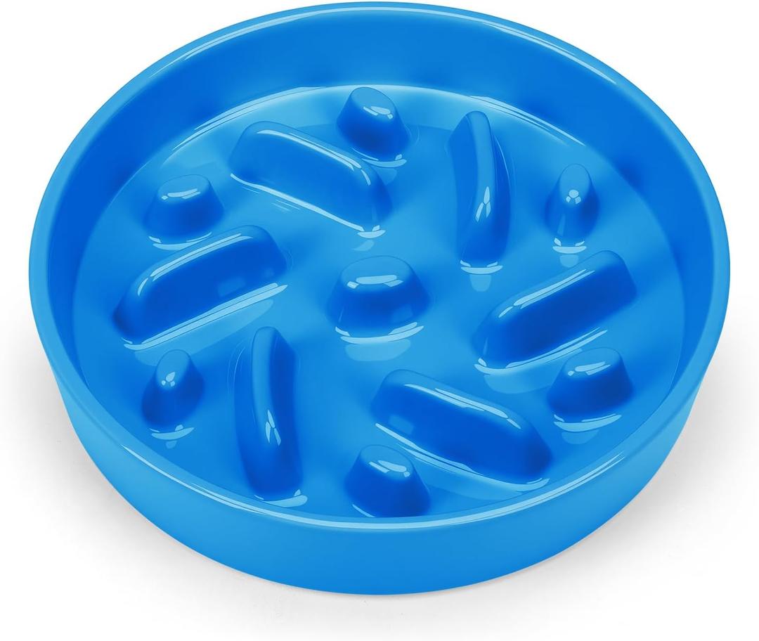 Ceramic Slow Feeder Dog Bowl, 2 Cups Dog Food Bowls for Small, Medium, and Large Breed, Anti-Slip Puzzle Food Dish to Slow Down Eating (Blue, 2 Cups)
