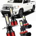 Light Bulbs Compatible for 2014-2018 Toyota Tundra H4 Low High Beam H11 Fog Lights Combo Pack 800% Brightness with Cooling Fan Plug N Play Pack of 4
