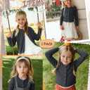 Girls' Uniforms Cardigan Long Sleeve Ribbed Knit Crew Neck Shirt Button Down School Kids Student Outerwear Top, 9-10 Y