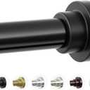 Mcrbeay Shower Curtain Rod, 1" Diameter Heavy Duty Tension Shower Rod, Non Slip Adjustable 28-74 inch No Drilling Shower Curtain Rods Spring Tension For Bathroom, Shower Stall, No Rust, Black