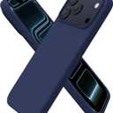 ORNARTO Compatible with iPhone 17 Pro Max Case 6.9", Slim Liquid Silicone 3 Layers Soft Gel Rubber Shockproof Protective Cover with Anti-Scratch Microfiber Lining-Navy Blue