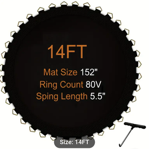 LeffEase Trampoline Mat Replacement, Trampoline Mat Fits 14FT Frame, with 80 V-Rings Fits 5.5inch, Jumping Mat for Reinforce, UV-Resistant, Not Include Spring