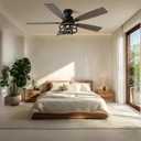 52" Flush Mount Farmhouse Ceiling Fan with Light & Remote Control