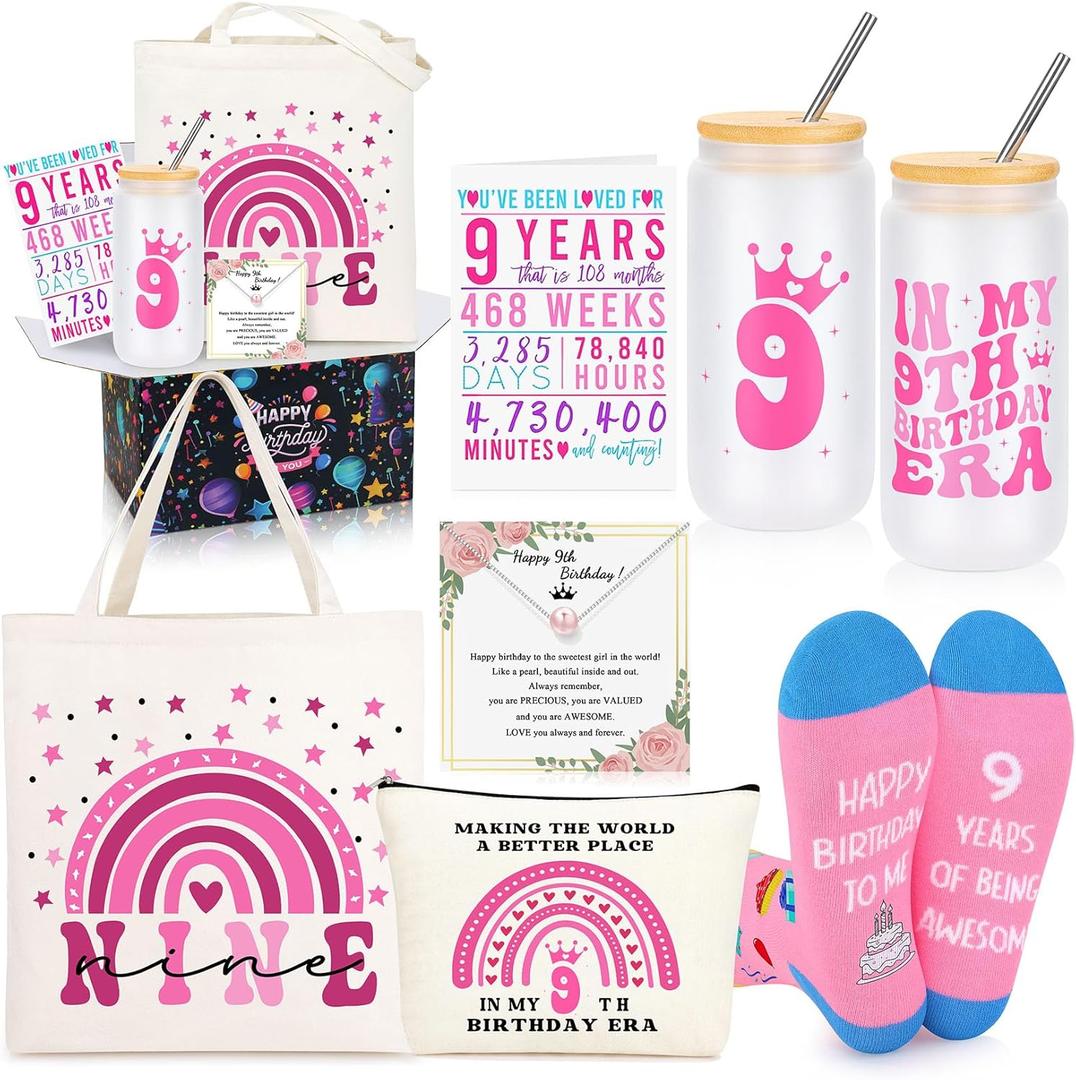 9 Year Old Beautiful Teen Girl Birthday Gifts Ideas, Gift Gifts for 9 Year Old Sweet Teen Girls, Top 9th Birthday Decorations Basket Set of 6