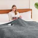 BOMOVA Heated Electric Blanket Full Size - 72" x 84" Heating Blanket with 10 Heating Levels & 8 Hours Auto Off, Warm Flannel Blanket with Over-Heat Protection, for Women, ETL & FCC Certified (Ash Gray)