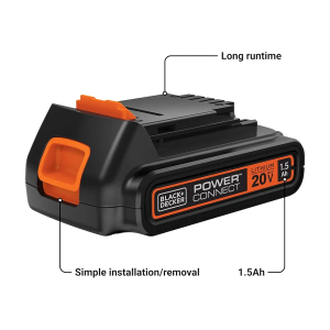 BLACK+DECKER 20V MAX Battery, 1.5Ah Lithium Ion Battery, Extended Runtime, Compatible with Tools, Outdoor Equipment and 20V Vacuums (LBXR20)