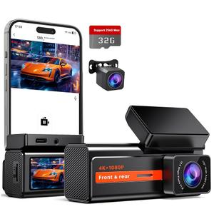 Dash Cam Front and Rear, 4k+1080P Dual Dash Camera for Cars, Veement S80 WiFi Mini Dashcam with App,1.47” Display Car Camera, Night Vision,24H Parking Mode, G-Sensor, Loop Recording, Support Max 256GB