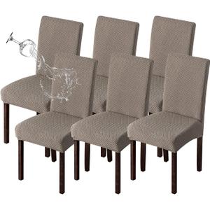 Genina Waterproof Chair Covers for Dining Room 6 Pack Kitchen Chair Covers Parson Dining Chair Slipcover, Taupe