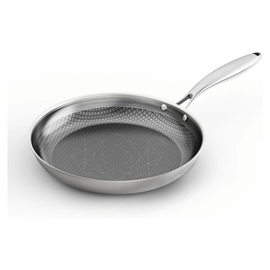 COOKING KING 8-Inch Stainless Steel Pan, Hybrid Nonstick Frying Pan, Skillet, 3-Ply Clad Cookware, Even Heat Distribution, Dishwasher & Oven Safe, with Stay-Cool Handle, Induction Compatible