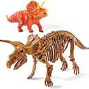 Dinosaur Triceratops Fossil Digging Kit for Kids 6+, 2-in-1 Dig & Build Educational Toy, Excavation Adventure with Paintable Model, Complete Paleontology Gift Set