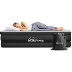 SoundAsleep Dream Series Luxury Air Mattress with ComfortCoil Technology & Built-in High Capacity Pump for Home & Camping- Double Height, Adjustable, Inflatable Blow Up, Portable - Queen Size
