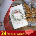 2 x 24 Christmas Cards Assortment, Festive Gold Foil Glitter Watercolor Bulk Xmas Cards with Envelopes & Messages - 6 Patterns, 4 3/4" x 7" for Friends, Family, Kids, Boys & Girls (multi)