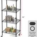 4 Tier Storage Shelves with Wheels, Heavy Duty Metal Garage Shelving Unit and Adjustable Feet, 865lb High Capacity Rolling Storage Shelf for Kitchen, Office, Dining Room (23.6"x 17.7"x 59"), Black