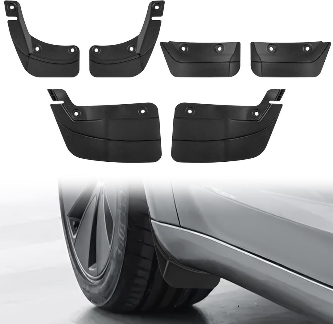 Frani Upgraded Integrated Mud Flaps Designed for Tesla Model 3 Highland 2024-2026,All Weather Guards, No Drilling/Tape Required (Set of 6)