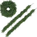 2 Pack 6FT Real Touch Norfolk Pine Christmas Garland – Artificial Greenery Holiday Garland for Mantel, Staircase, Fireplace, Windows, Doors & Outdoor Winter Decorations