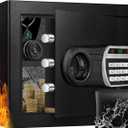 1.6 Cuft Safe Box, Home Safes with Fireproof Waterproof Bag, Anti-Theft Safety Box with Digital Keypad, Smart Alert System, Spare Keys, Removable Shelf, LED Light, Personal Document Safe
