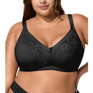 Minimizer Bras for Women Full Coverage No Underwire Plus Size T-Shirt Unlined Bra Black 105E (Black)