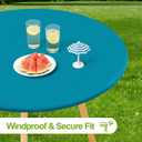 Smiry Round Spandex Tablecloth, Fitted Table Cover for 45"-56" Tables | Elastic Washable Tablecloths, Waterpoof Stretch Picnic Table Cover for Dining, Indoor and Outdoor, Turquoise, For Up to 45"-56" Round