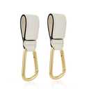 Stroller Hooks 2 Pack, Heavy Duty Leather Clips for Diaper Bags, Adjustable Carabiner Clips for Stroller, Bike, Wheelchair, Universal Stroller Accessories (White Hanging Strap with Gold Hook)