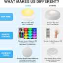 BLS LED Puck Lights with Remote Control, Wireless Under Cabinet & Closet Lighting, RGB 13 Color Changing Lights with Dimmer, Timer & AA Battery Operated, Push, Touch, Stick on for Night, White, 2 Pack