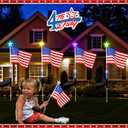 US Flag Solar Garden Lights, 7 Color Changing American Flag Light 4th of July Decorations Lights Patriotic Solar Lights Outdoor for Independence Day Memorial Day Garden Yard - 4 Pack