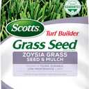 Scotts Turf Builder Zoysia Grass Seed & Mulch, Grows a Tough, Low-Maintenance Lawn, 5 lbs. (2,000 sq. ft.)
