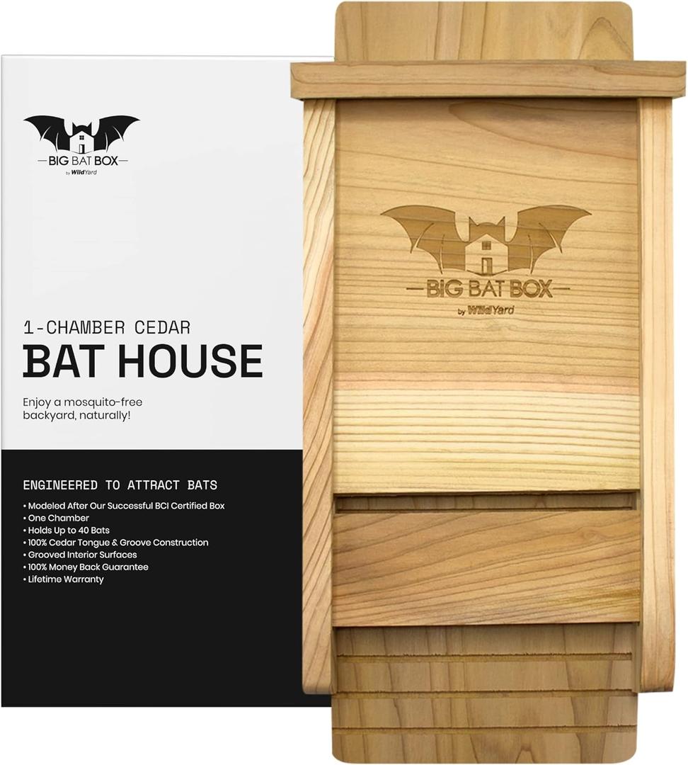 BIGBATBOX - Complete Bat House for Outdoors - Clean Backyard from Mosquitoes - No Interior Paint - One-Chamber Design - Easy to Hang - Bat Houses for Outdoors