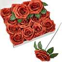 NEVISI Roses Artificial Flowers Artificial Roses Fake Rose Silk Rose Fake Flowers with Stems for DIY Wedding Bouquets Party Tables Centerpieces Floral Arrangements (16, Burnt Orange)