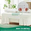 Biscaynebay Wrap Around Bed Skirts for Queen Beds 22" Long Drop, Ivory Adjustable Elastic Dust Ruffles Easy Fit Wrinkle Resistant Silky Luxurious Fabric Machine Washable, Ivory