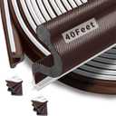 40 Feet Kerf Door Weather Stripping Seal With 8 PCS Corner Seals, Long Reach V-Shaped Strip for Frame Insulation and Soundproofing Large Gaps (Brown)