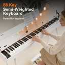 88 Key Full-Weighted Digital Piano - Wooden Upright Electric Keyboard with Progressive Hammer Action, 3-Pedal Unit, Stand & Headphone Jack for Beginner Adults (White)