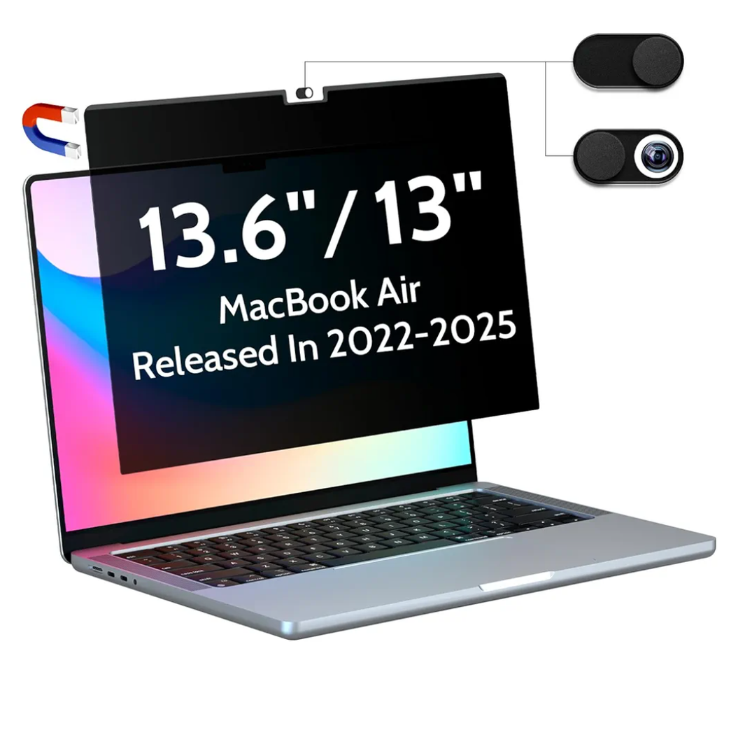 Magnetic Privacy Screen for Macbook Air 13.6/13 Inch (2022-2026, M2, M3, M4, M5), Removable Matte Anti Glare Blue Light Protector Private Security Filter for 13.6inch Mac Laptop Computer