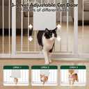 Metal Pet Gate with Cat Door, Adjustable Dog Gate for Doorways & Stairs, Pressure Mounted, Auto-Close, No Tools Needed, 29-45 Inches, White