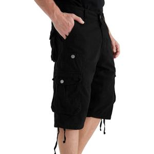 Cargo Shorts for Men Multi Pockets Mens Shorts Below Knee Casual Hiking Summer Shorts (Black), 48
