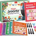 TIME X Magic Grooved Writing Practice Books, Reusable 3D Groove Handwriting Practice Workbooks for Kids Ages 38, Large Preschool Writing Books with Disappearing Ink for Kids 57 (Practice 6Books)