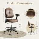 Drafting Executive Chair, Tall Office Chair with Padded Flip-Up Armrests, Mid-Back Cushioned Seat, 360° Swivel Rolling Computer Desk Chair for Standing Desk & Home Office, Vintage Brown