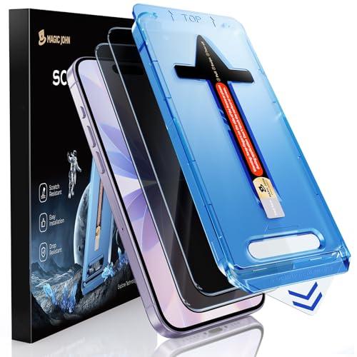 MAGIC JOHN 2 Pack for iPhone 17 6.3 inch Privacy Glass Screen Protector, Auto Dust-Elimination, Bubble Free, Easy Installation