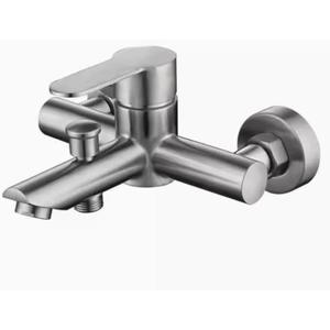 Stainless Steel Bathroom Exposed Shower Tub Faucet Wall-Mounted Shower Mixer Taps, Brushed Nickel Two Spout Manual Control Valve Switch Tap Bathroom Tub Filler