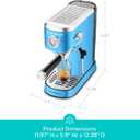 CASABREWS CM5418 Espresso Machine 20 Bar, Compact Espresso Maker with Steam Milk Frother, Stainless Steel Coffee Machine with 34oz Removable Water Tank for Cappuccino, Small Latte Machine, Blue
